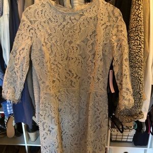 gray lace half sleeve dress